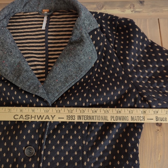 Free People Black Tan Quilted Polka Dot Knit Blazer Jacket - Picture 8 of 15
